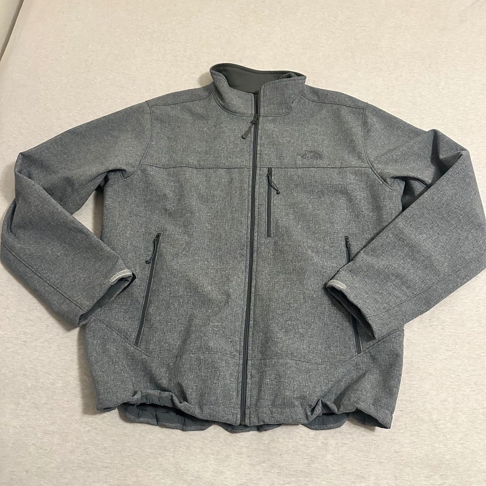 The North Face Apex Bionic Softshell Jacket Mens XL Heather Grey Windproof Zip